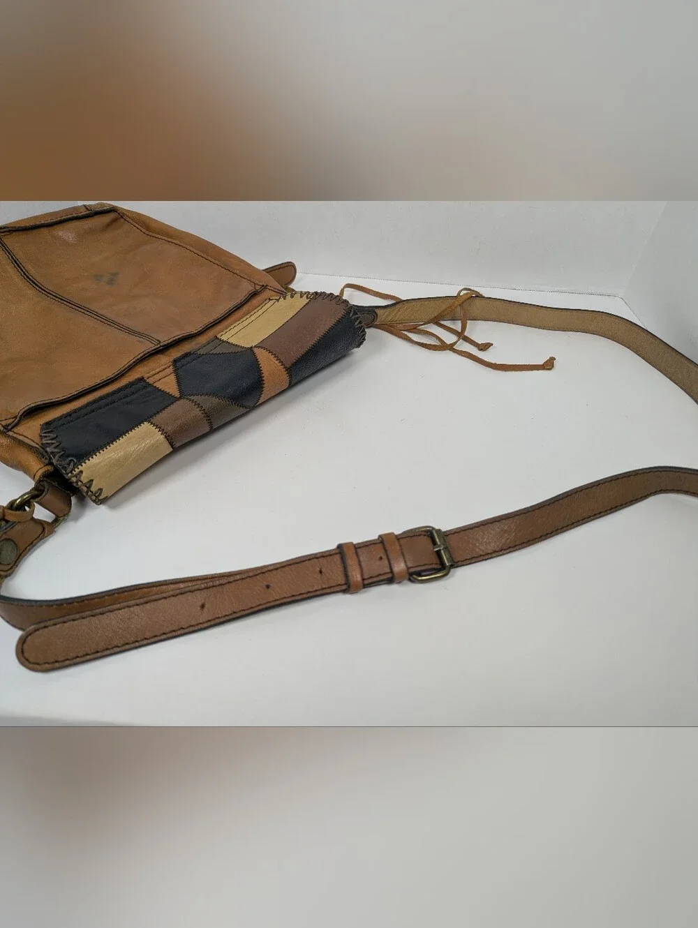Patricia Nash Patchwork Armeno Genuine Leather Messenger Bag Crossbody Purse